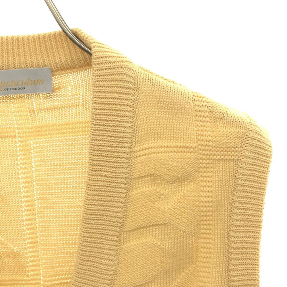 Aquascutum Made In Japan Cotton Knit Best 9 Yellow Women Used