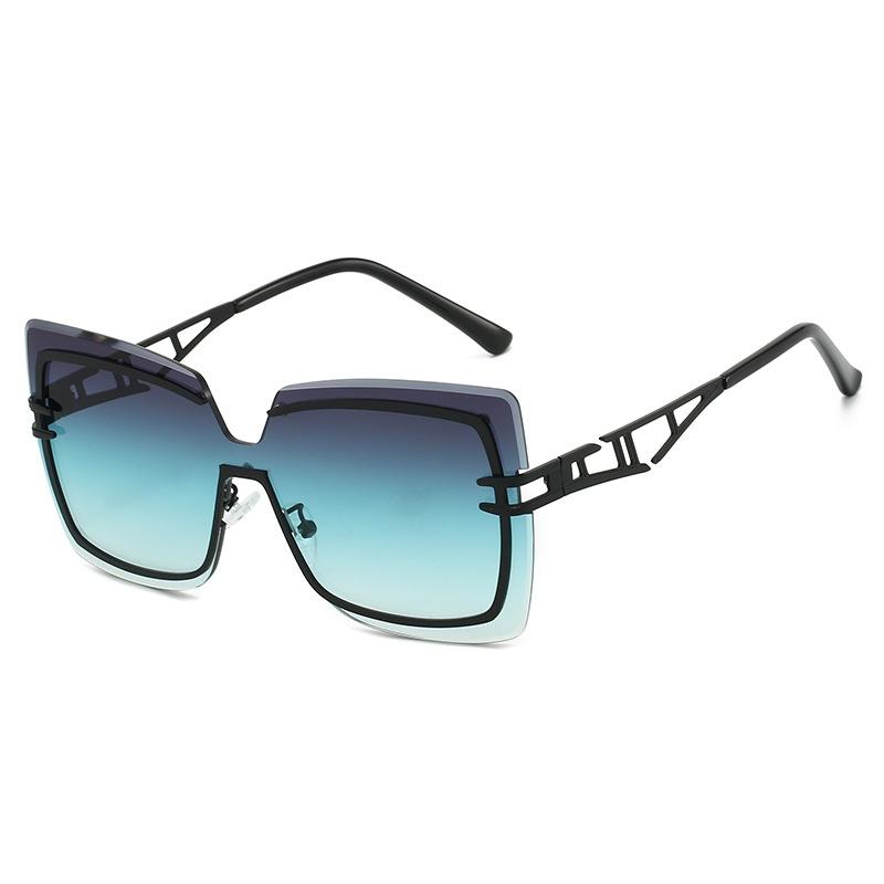 New Luxury Frameless Gradient Square Women Sunglasses  Brand Double Beam Hollow Frame Design Men Trendy Sun Glasses Uv400