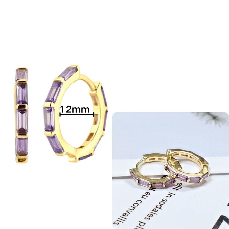 Damen 925 Silber Ohrstecker Lila Zirkon Ohrringe Creolen Lila Kristall Anhänger Ohrring Mode Hochzeits Schmuck