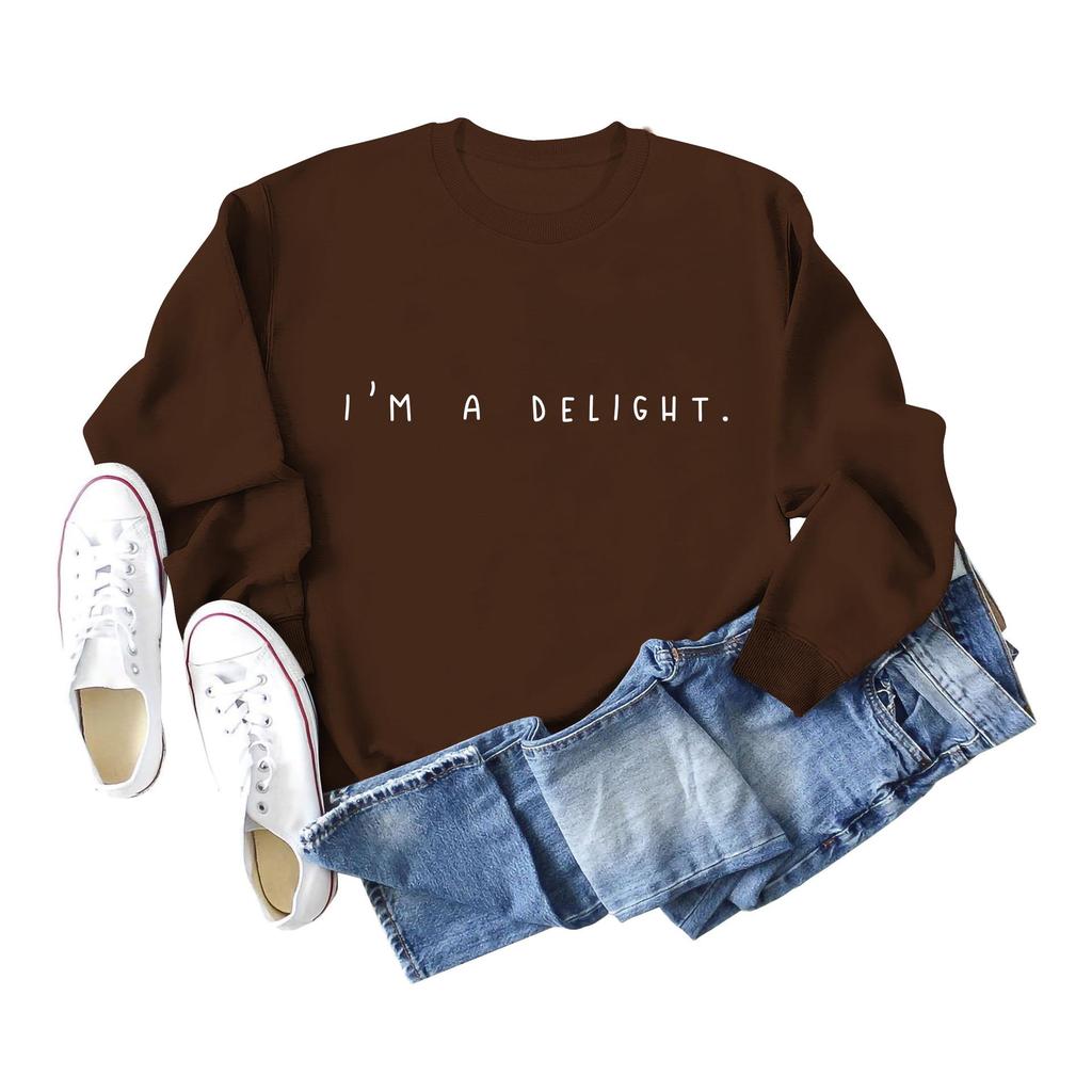 European and American Delight Long Sleeve Round Neck Hoodie 