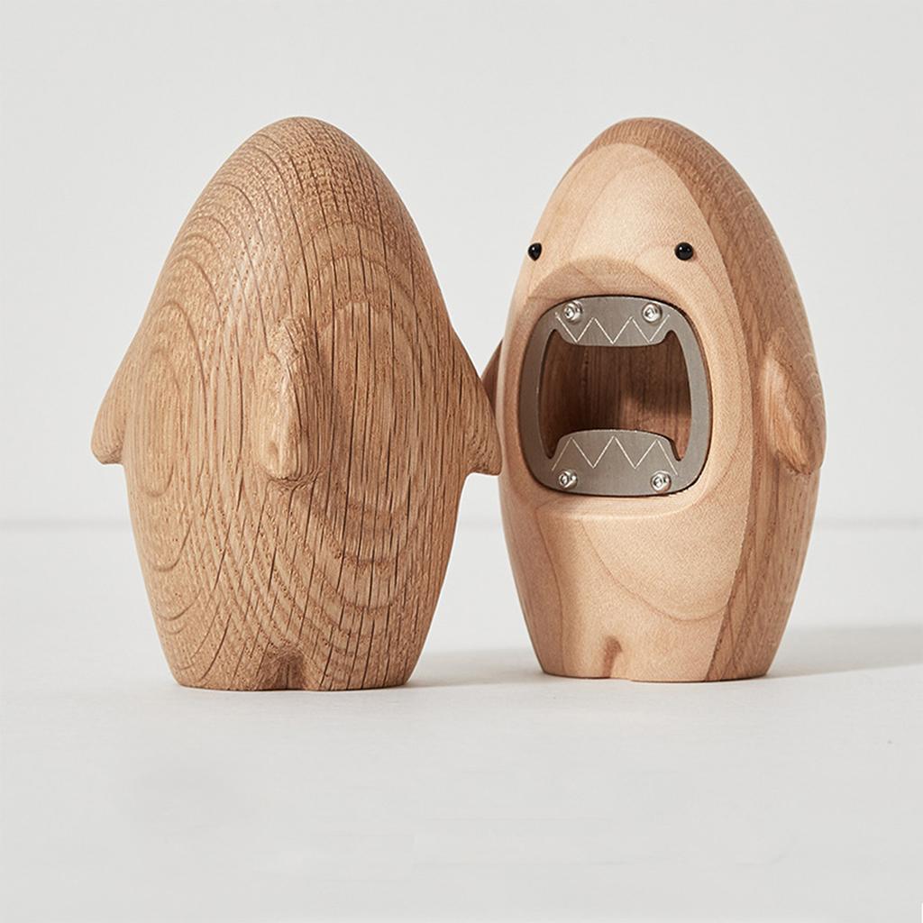 Shark Wooden Bottle Opener, Creative Portable Beer Cap Remover, Unique Gift for Home Bar Party, Eco-friendly Funny Accessory