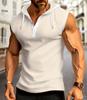 2024 Summer Men's Hooded Plaid Zip-Up Sleeveless Cardigan T-Shirt
