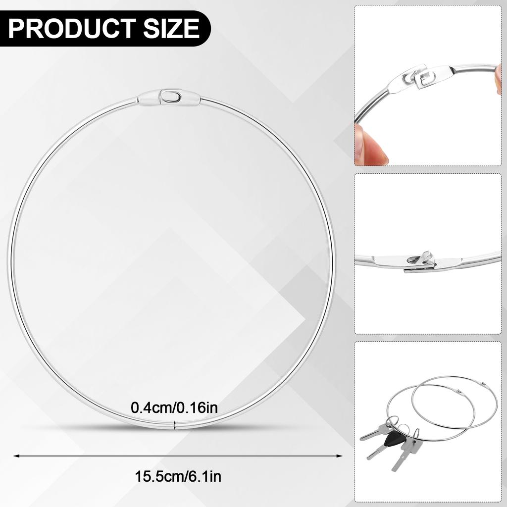 8 Pcs 6In Metal Rings Wrench Ring Organizer For Tools Metal Rings For Crafts Index Card Key Easy Open Close Large Binder Loops F