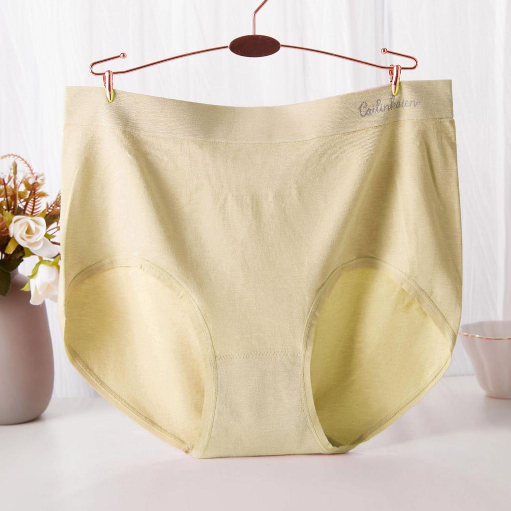 Plus Size Modal Cotton Seamless Mid-High Waist Triangle Panties for Women
