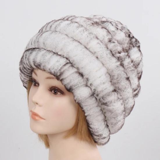 Russia Winter Real Fur Hat Women Knitted Real Rex Rabbit Fur Bomber Hats Lady Natural Warm Genuine Rex Rabbit Fur Cap