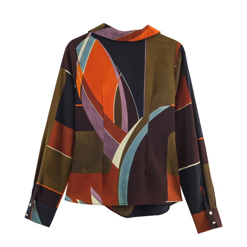 European Style 2025 Women's Double-Breasted Loose Printed Shirt