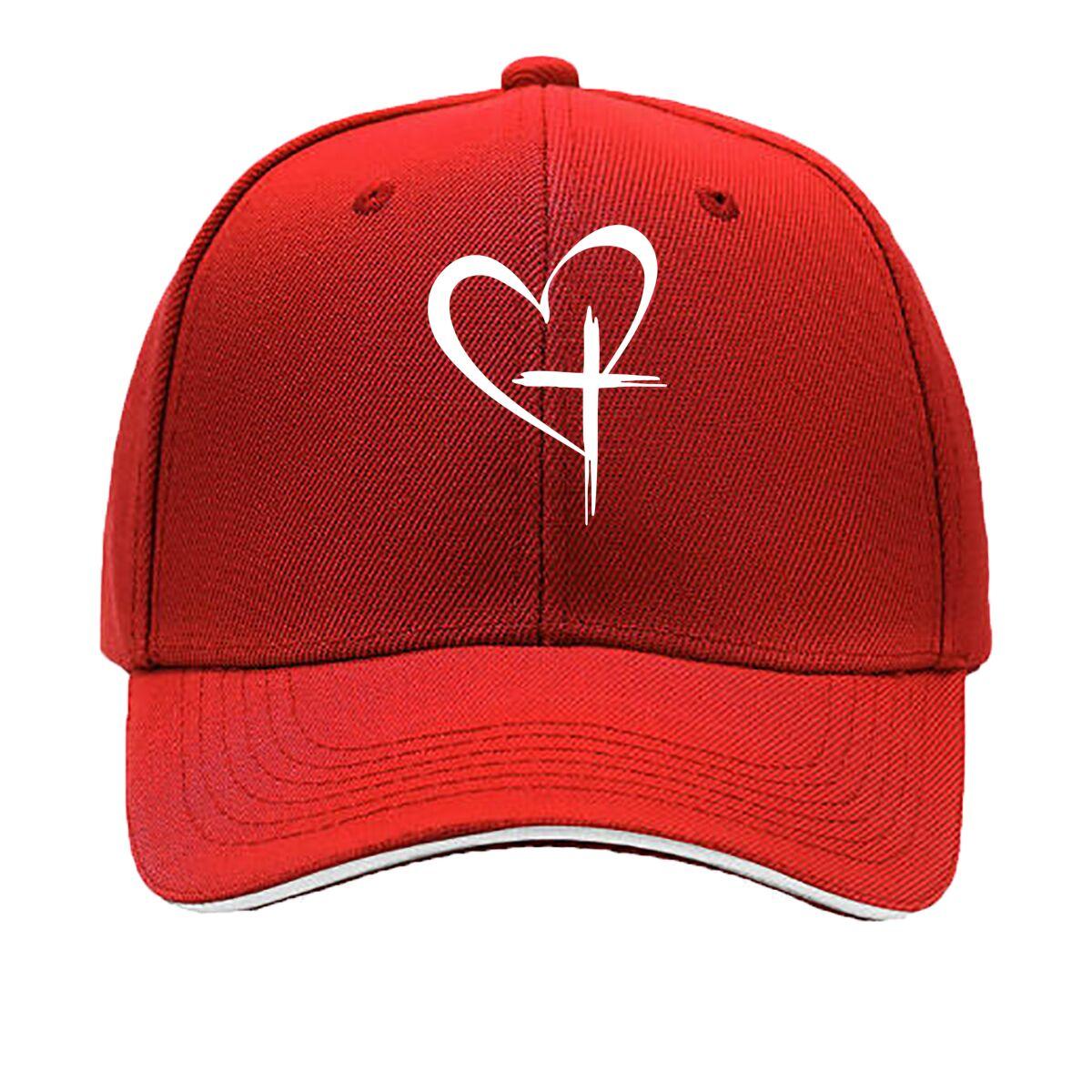 Neutral Retro Duckbill Cap Simple Heartshaped Cross Print Structured Brim Suitable for Daily and Sandwich Baseball Cap One Size