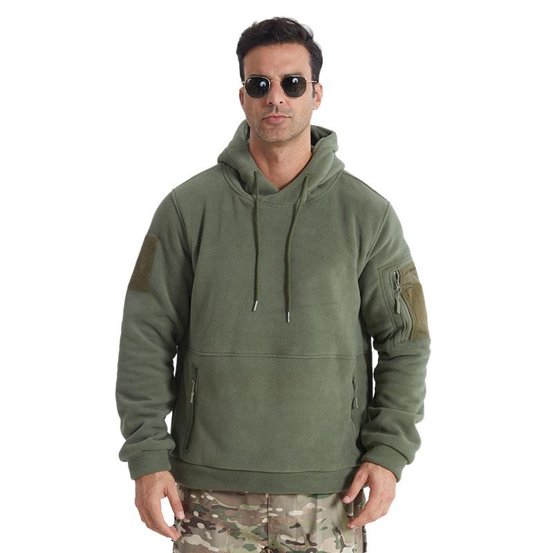 Men's Winter Camouflage Hooded Sweatshirt - Thick Fleece Lined, Warm, Outdoor Tactical Sport