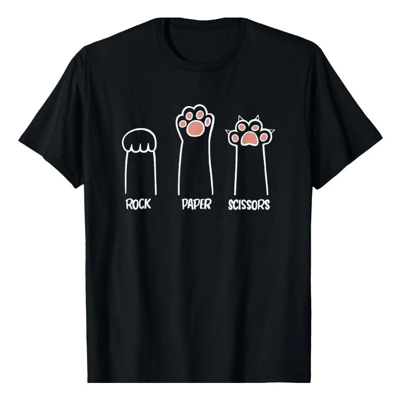 Camiseta Rock Paper Scissors Game Con Forma De Gato Y Gatito S
