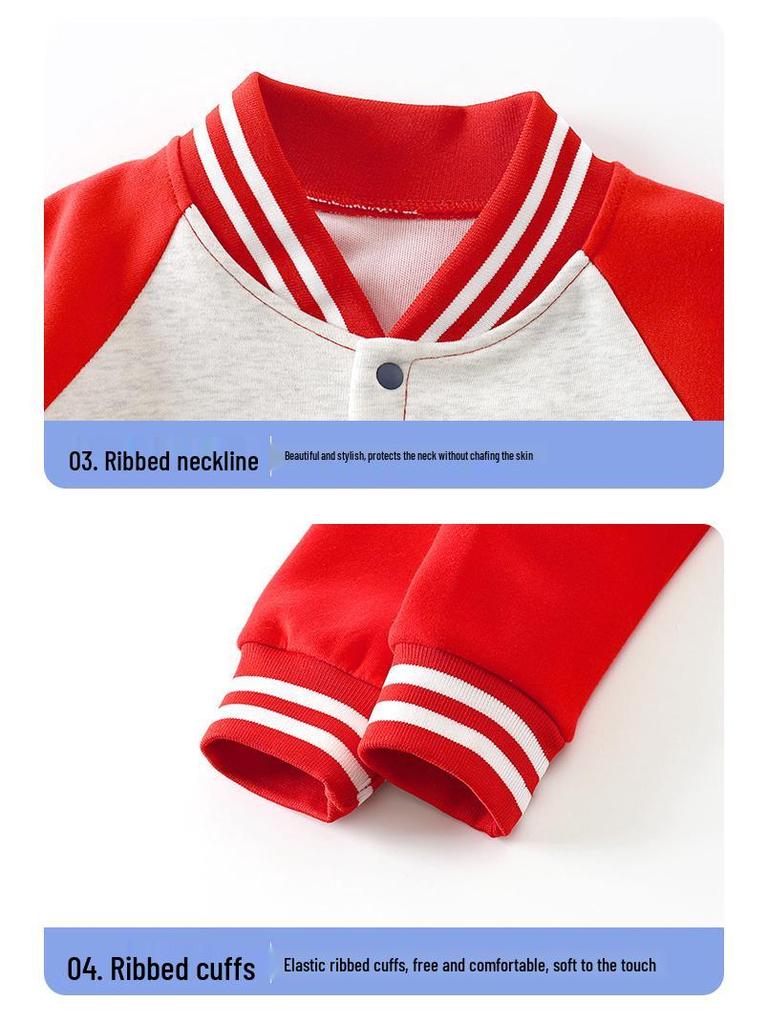 2024 Frühling/Herbst Kinderjacke im Baseballstil: Dick, Lässig, Modisch für Jungen & Mädchen, Größen für Mittelgroße & Große Kinder