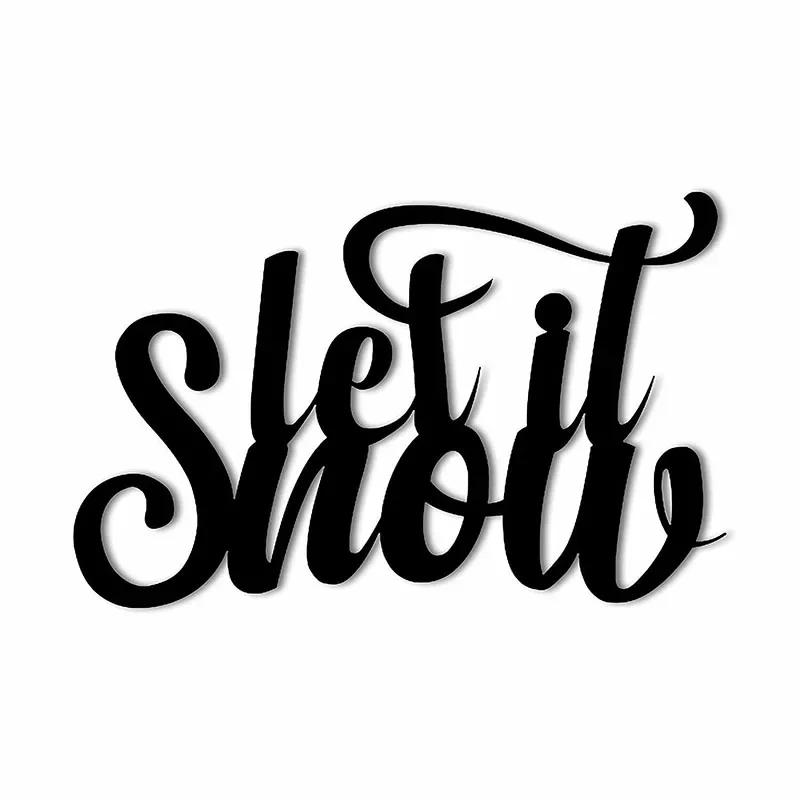 

1 шт. Пусть идет снег на рождественскую тематику, лазерная резка, декоративный домашний акцент, настенный знак, украшение для интерьера гостиной, металлическое искусство чёрный