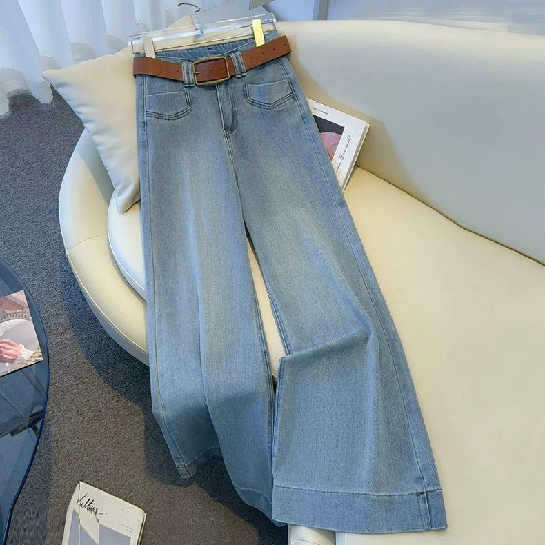 Women s High-Waisted Light Micro-Flared Wide-Leg Jeans - New 2026 Spring/Autumn Style S