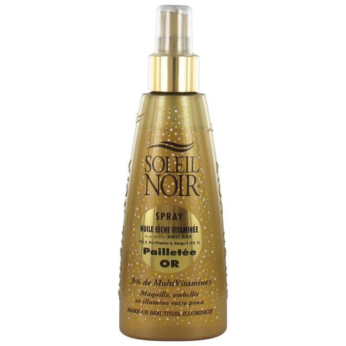 Huile Sèche Vitaminée Pailletée - Soleil Noir - 150 Ml - Anti-âge - Protection UV - Spray
