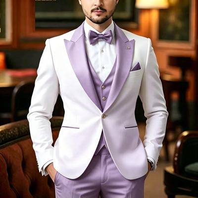 Slim Fit Formele Herenkostuums Bruidegom Smoking voor Gala 3 Delen Bruidegom Blazer Vest Broek Set Klassieke Zakelijke Feestjas Outfit