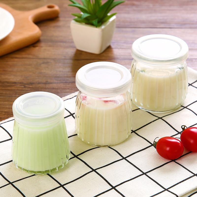 Home Baking with Lid Glass Bottle Pudding Bottle Jelly Mousse Cup Homemade Jelly Milk Bottle Yogurt Portable Juice Cup Drinkware