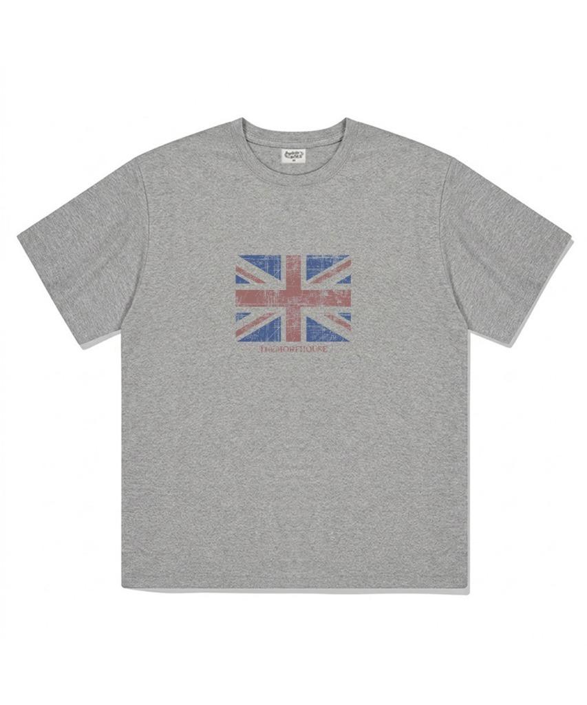 Deomopeuhauseu British Oversized Short Sleeve T-Shirt Gray