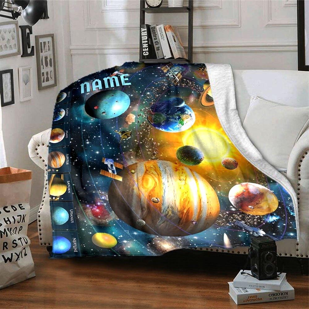 Solar System Planets Home Customize Your Name Blankets Comfortable Soft Lightweight All Season Versatile Blanket Perfect For Picnic Sofa Office Bed