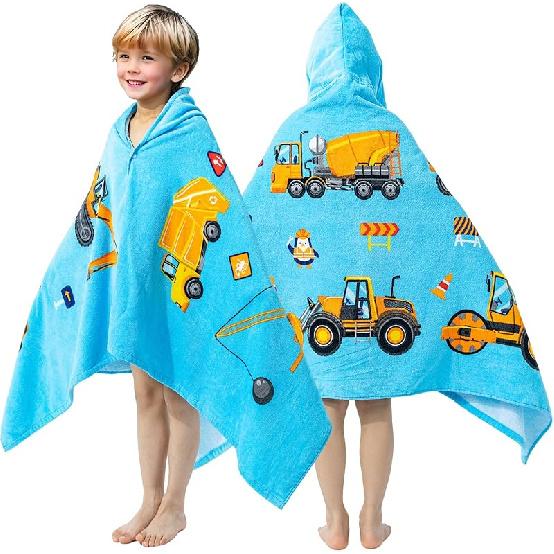 100% Cotton Hooded Towel for Toddlers 2-6 Years Boys Girls Kids Bath Pool Beach Towel Soft Absorbent Beach Poncho Little Mermaid