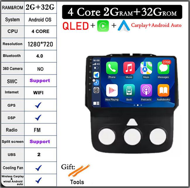 Wireless CarPlay Android 14 Radio For Dodge RAN 1500 2500 3500 2013-2018 GPS Navigation Stereo Car Intelligent Systems 4G WIFI