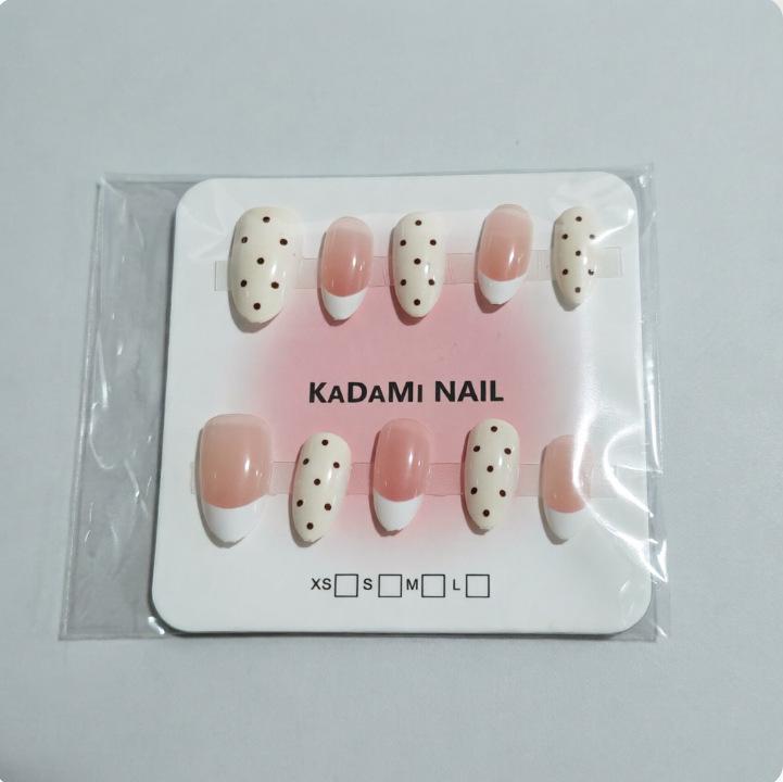 Polka Dot Almond Sweet French Detachable Nail Art Tips