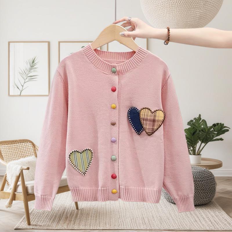 Girls  Spring 2026 Korean Style Knit Cardigan 90cm розовый