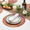 6PCS Braided Round Place Mats Kitchen Dining Table Runner Heat Insulation Non-Slip Washable Placemats Christmas Table Mats Home Decoration Pad Coaster
