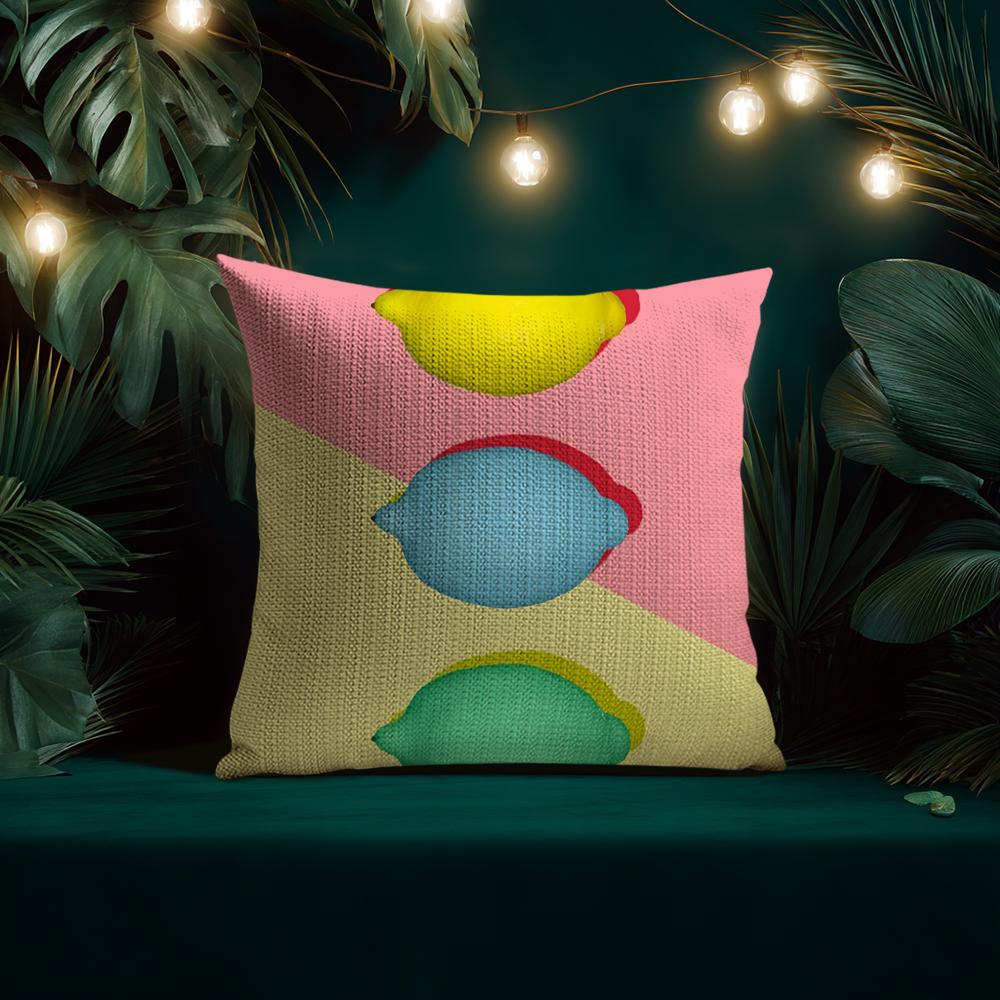Tropical Plant Fruits Pillow Case Natural Linen Organic Fabric Double-Sided Printing Breathable Perfect For Home Decor