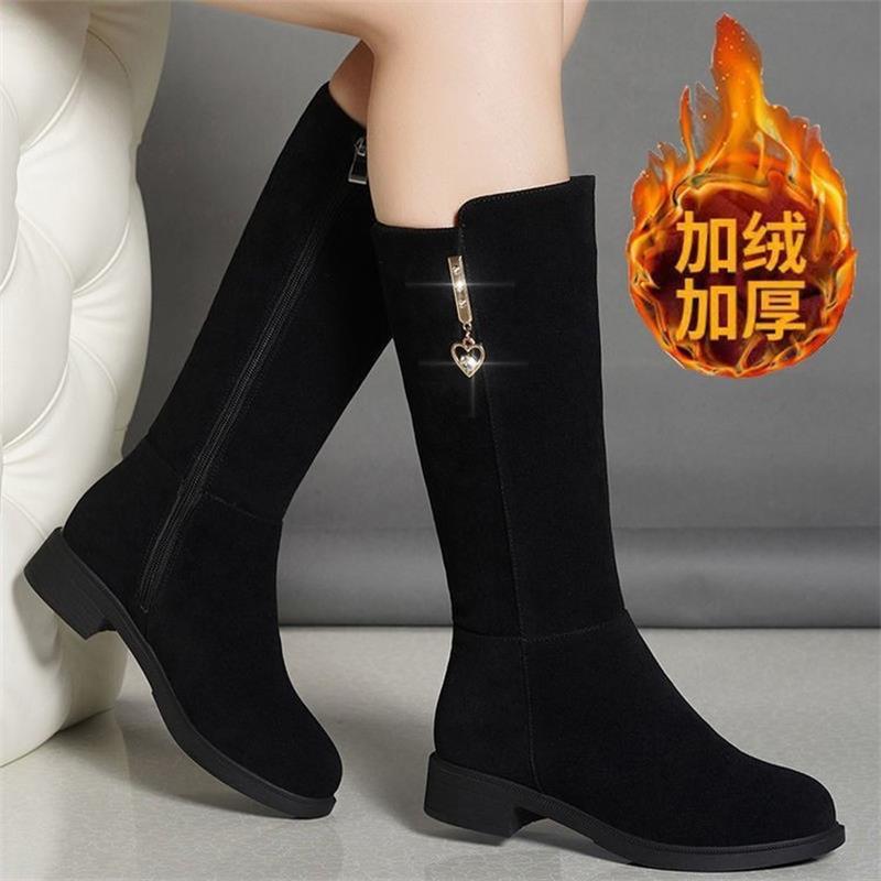 Fashion 2025New Women's Boots Fashion Suede Mid-calf Boot Plush Warm Snow Boots for Women High Top Cotton Boots Winter Boot Botas Mujer