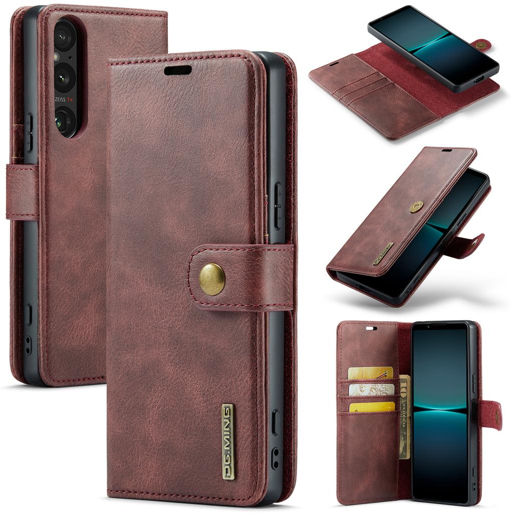 DG.MING for Sony Xperia 1 VI Case Detachable Split Leather Phone Cover