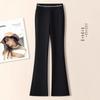 Women's High Waist Black Fleece-Lined Flared Pants, Autumn/Winter 2024 – Small Size, Thickened, Straight Leg, Slimming Trousers