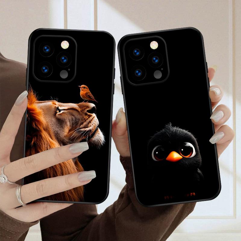 Lion and Bird For iPhone 16E 16 Pro Max 15 P lus 14 Pro 13 12 Mini 11 P ro Max X XS 7 8 Plus 2022 silicone soft phone case