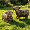 Weatherproof Decorative Yak Figures Highland Resin Figurines, Vintage Bronze Finish Animal Statues, High-quality Carvings Farmhouse Decor for