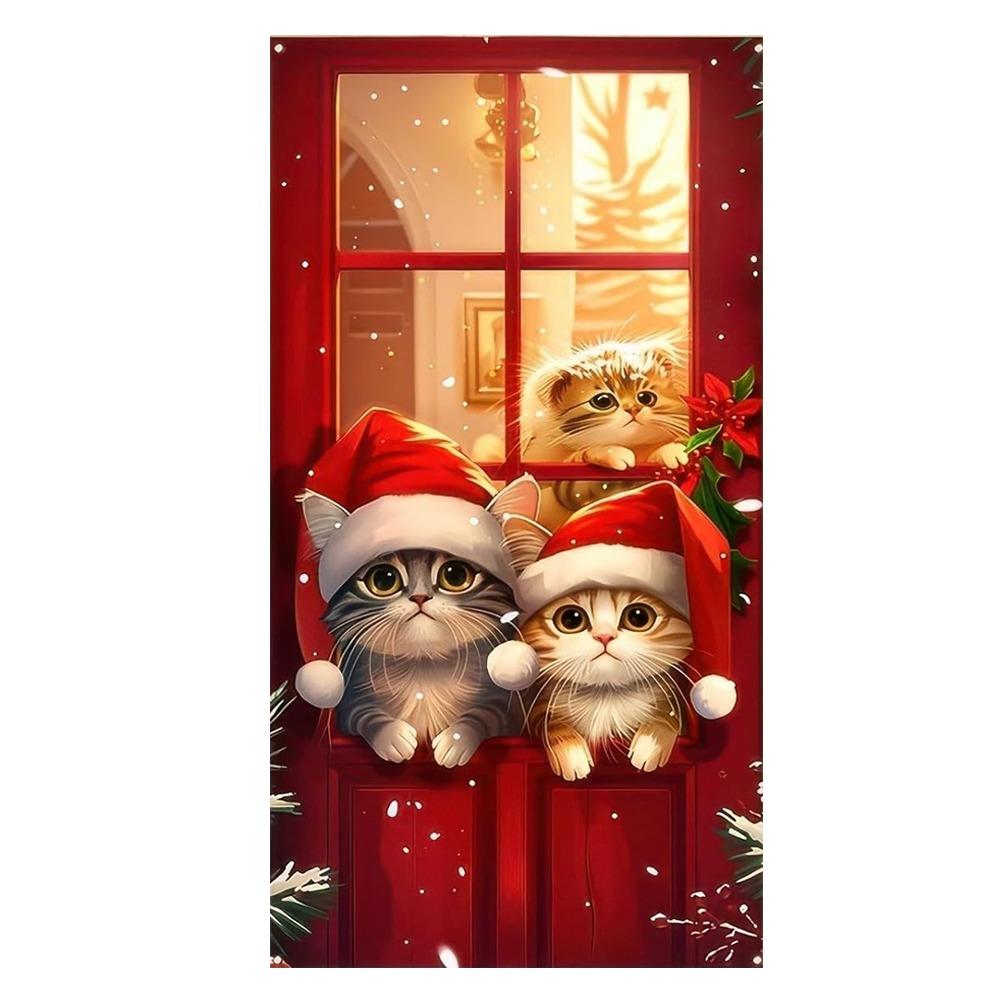 Background Christmas Door Banner Door Hanging Door Banner Fabric Flag Christmas Party