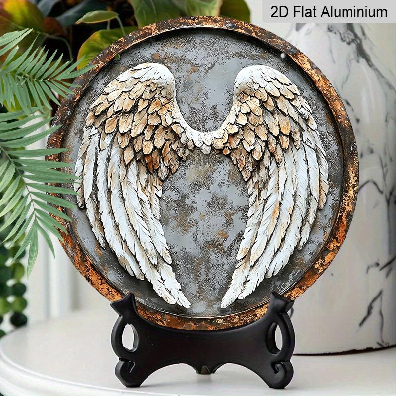 [2D Flat, 1pc] Vintage Angel Wings Metal Wall Art Sign - Rustic Aluminum Decor with Intricate Wing Design, Perfect for Home, Bar, Kitchen, Office, or