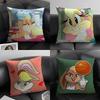 L-Lola Bunnyy Cartoon Cushion Cover Natural Linen Organic Fabric Double-Sided Printing Sofa Home Decor Gift Pillow Case