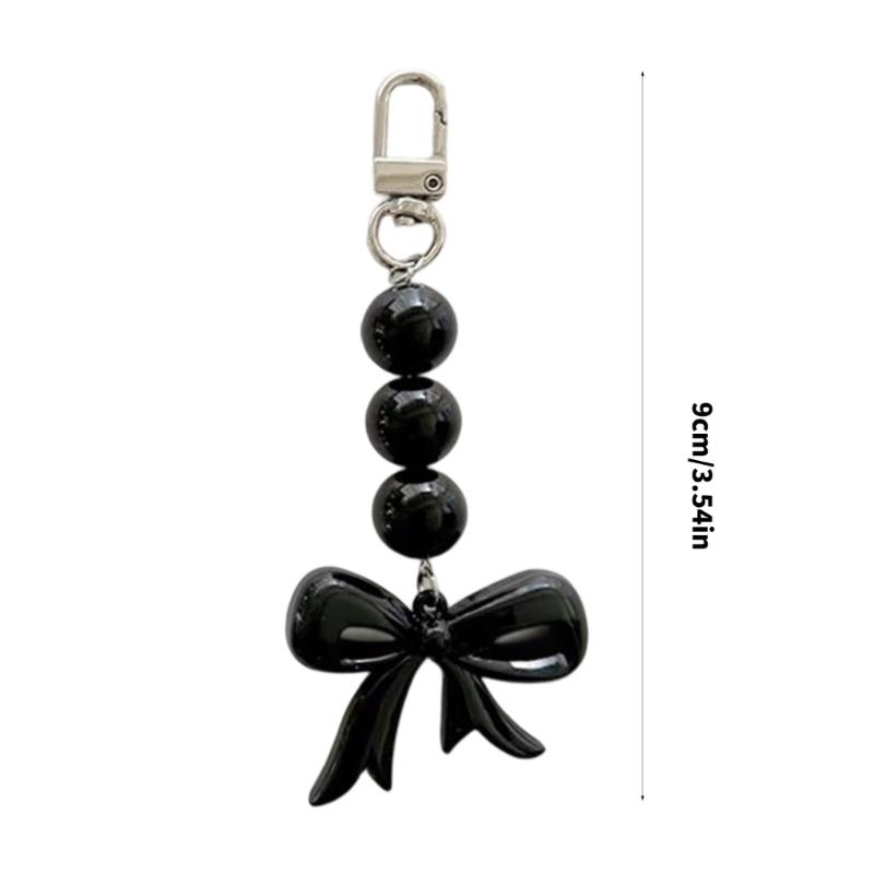 Trendy Bowknot Bead Charm Keychain For Handbags Handmade Key Holder Lightweight Accessory For Purse Backpack