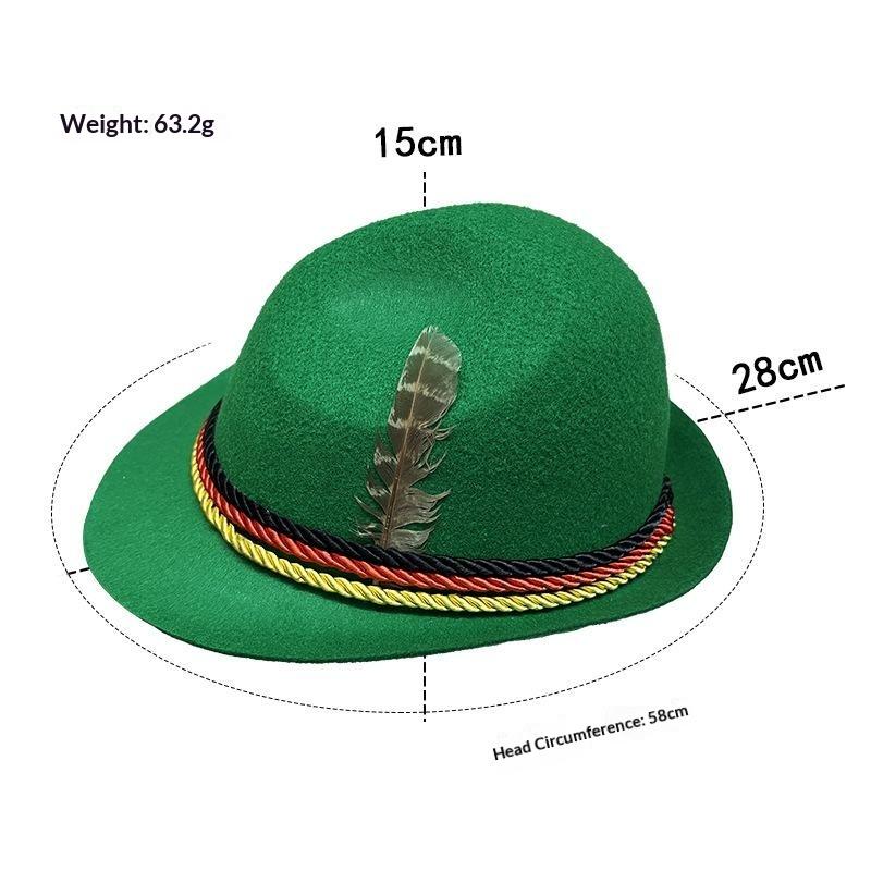 Fashion Dress Up Oktoberfest Hat Fedora Hat Panama Feather Decors Hat Bavarian Jazz Costume Cosplay Cap Photo Props