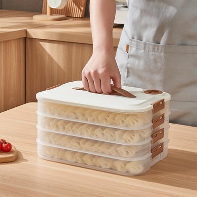 3/4-layer Wonton Dumpling Storage Containers Stackable Quick-Frozen Dumpling Boxes  with Timer Kitchen Supplies
