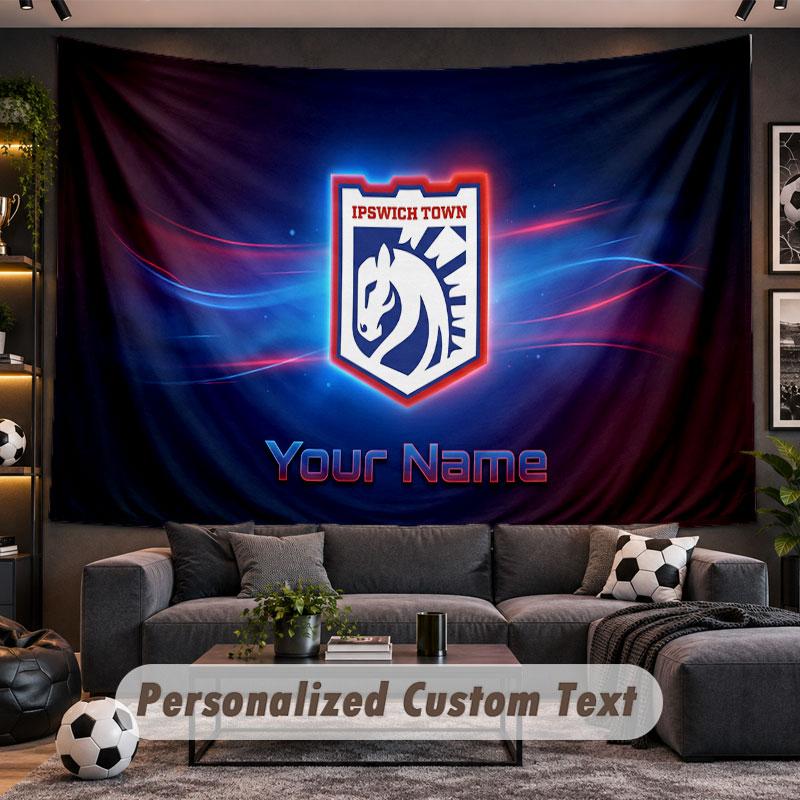 Wall Hanging Tapestry Custom NameIpswich Town Pattern Personalized Printed Fabric Wall Decor
