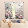 2 pcs, filtering curtains (excluding rods, non-movable, without batteries) Floral and Bird for use in bedrooms and living rooms