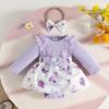 Baby Girl Long Sleeve Lace Trim Bodysuit Dress - Newborn Autumn/Winter Casual Romper