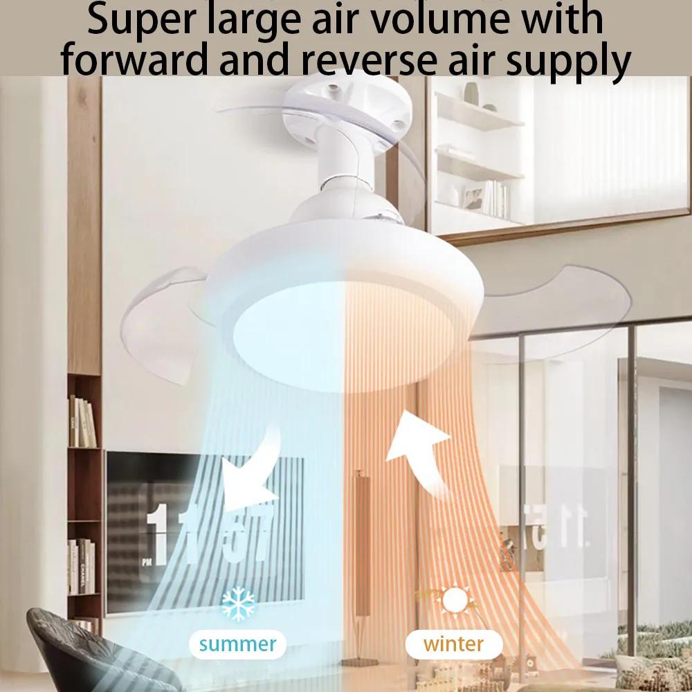 LED Ceiling Fan With Light Silent Electric Fan Retractable Blades Remote Control Dimming Bedroom And Living Room Lighting