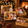 Holiday Snack Boxes 6Pcs Christmas Paper Gift Boxes Xmas Color Printed Foldable Cookie Treat Party Supplies Bakery Packaging for Desserts,
