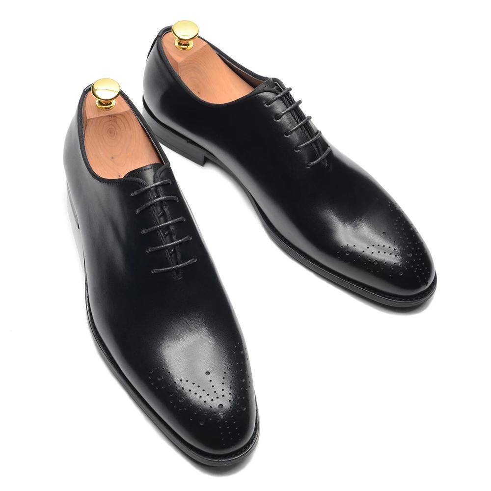 Pantofi Oxford de Lux Clasici pentru Bărbați, Croială Întreagă, Piele Naturală, Lucrați Manual, cu Șireturi, Pantofi Formale pentru Bărbați, Nuntă, Afaceri, Birou