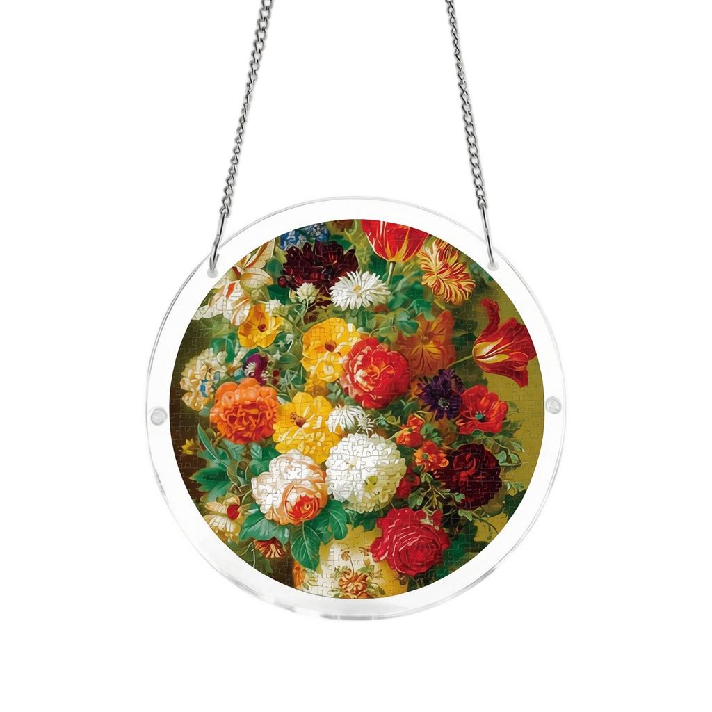 Acrylic Puzzle Suncatcher 83 Pieces 2D Round Shape Decorative Hanging Window Ornament Suitable for Indoor Outdoor Use
