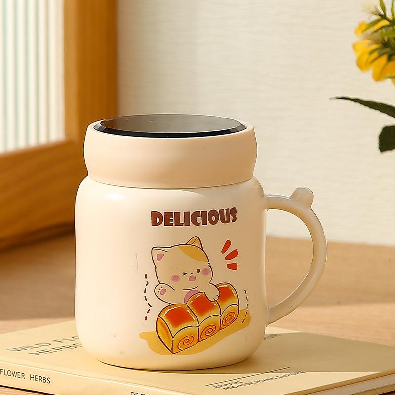 Högkvalitativ Värmeisolering Keramisk Mugg Spegelmugg Hem Kontor Vattenmugg Evenemangsgåva Mugg med Lock Souvenir