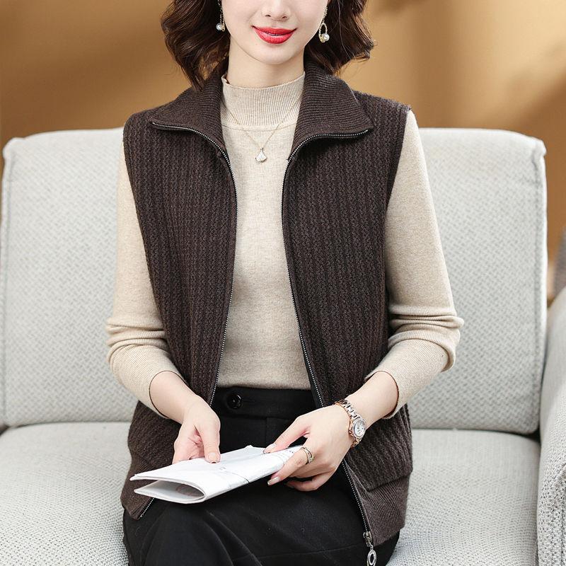 Strickweste für den Frühling für Mütter und ältere Frauen im mittleren Alter und im Herbst, kurze Strickweste