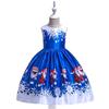 Christmas Children'S Dress Cartoon Printed Satin Cloth Performance Christmas Dance Performance Dress