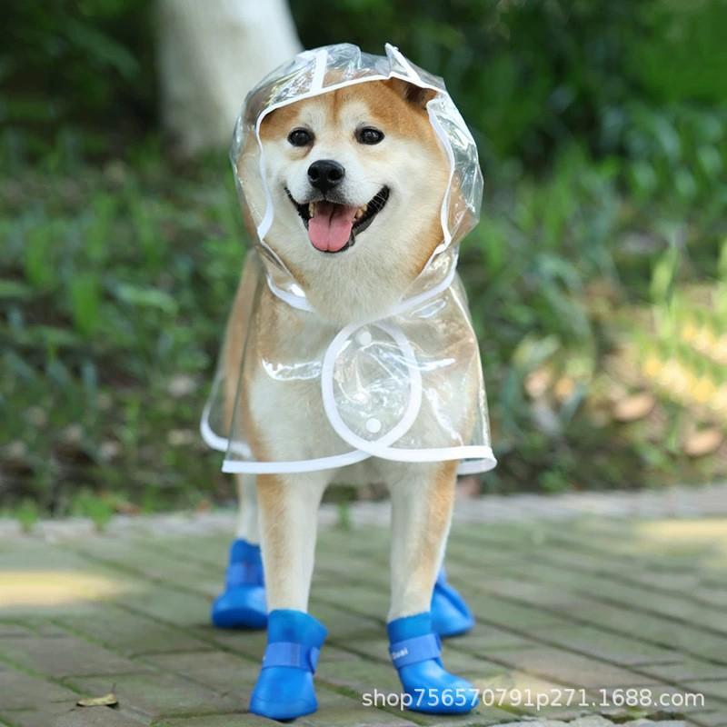 Transparent Waterproof Dog Raincoat Large Breeds Windproof Pet Coat All-Season S To 8XL