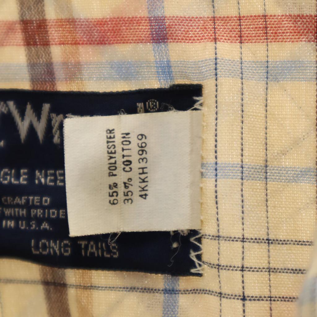 Wrangler 80s vintage Check Pattern Short sleeve Long Tail shirt 16 Gurege Men's Used